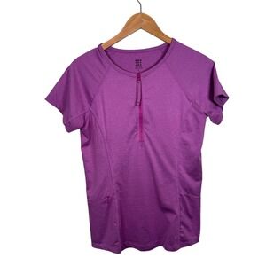 Title Nine Sun Shirt Sunbuster Size Small Short Sleeve UPF 50 Zip Pocket Pink‎